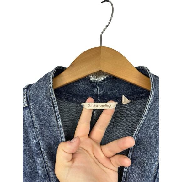 Soft Surroundings Womens XL Petite En Pointe Denim V Neck Stretch Tunic Tops - Picture 2 of 9